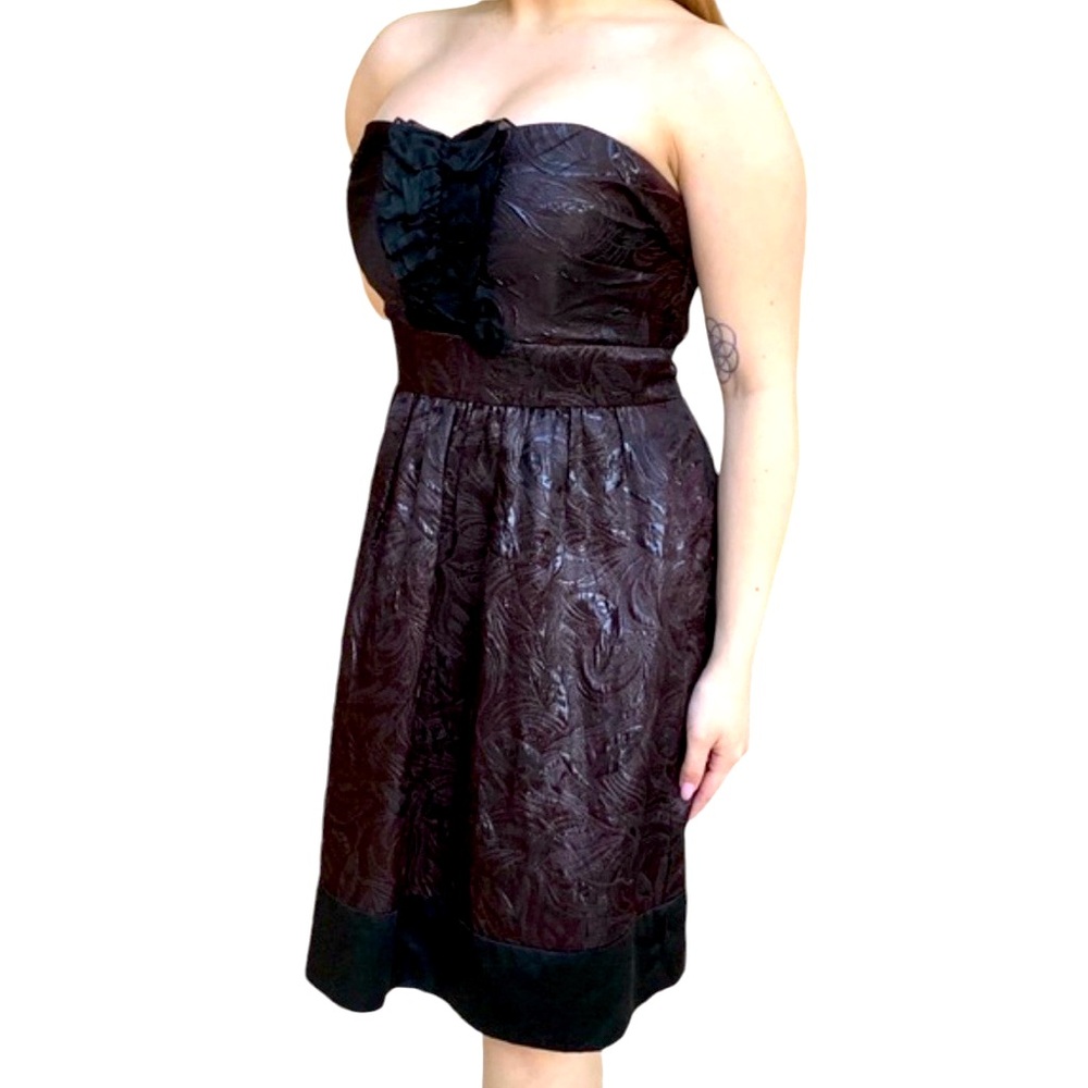 BCBG Paris Black Brown Sleeveless Cocktail Dress Size 8